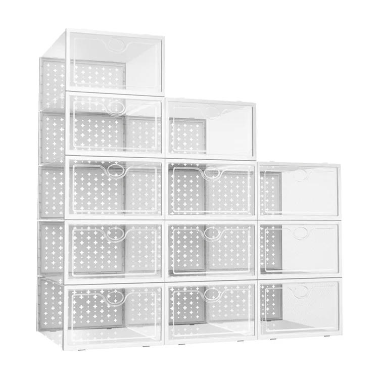 12 Pack Clear Stackable Shoe Boxes Transparent Storage Container Box Plastic Storage For Shoes