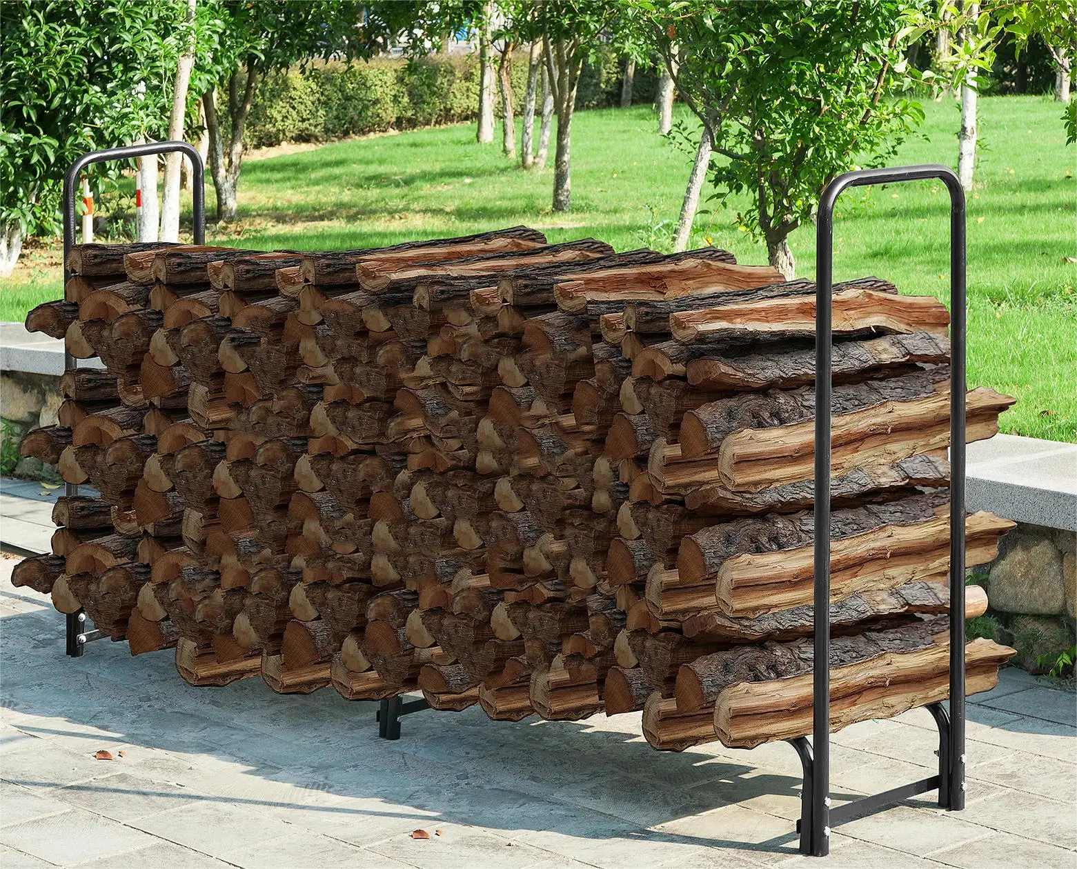 Upgraded Heavy Duty Adjustable Logs Stand Stacker Holder for Fireplace Lumber Storage Carrier Organizer Outdoor Firewood Rack