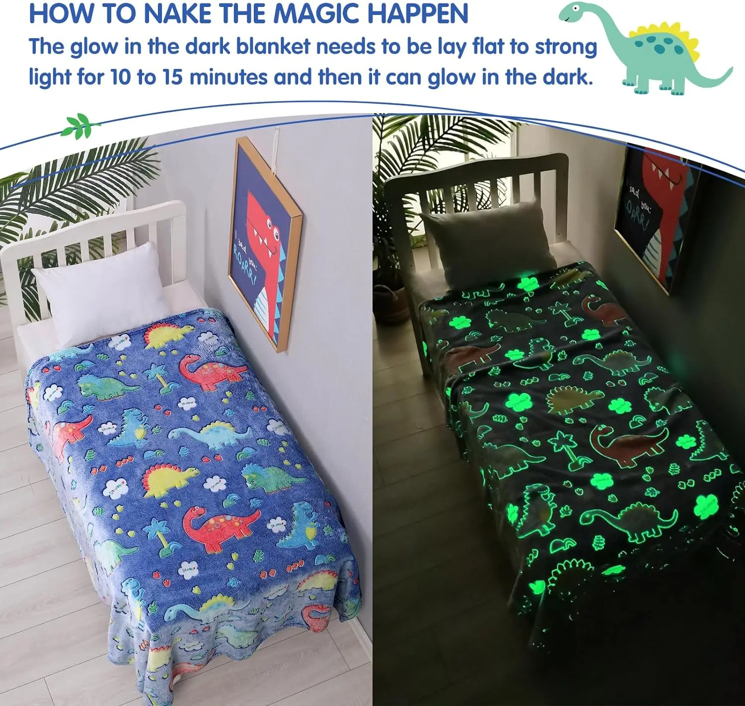 factory directly sell  Luminous Fleece Toddler blanket glow in the dark blanket for Kids Birthday Christmas