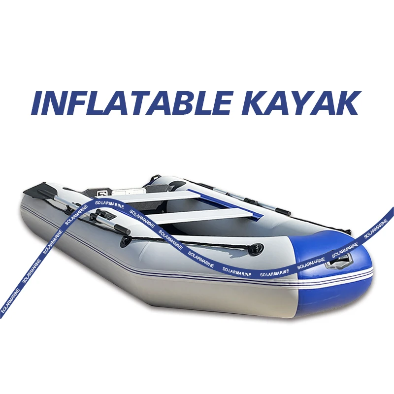 Solar Marine 9ft 2.8m Inflatable Boat Thickened Fishing Boat Hard Bottom Assault Kayak Rowing Canoe Sailboat Dinghy Water Sports