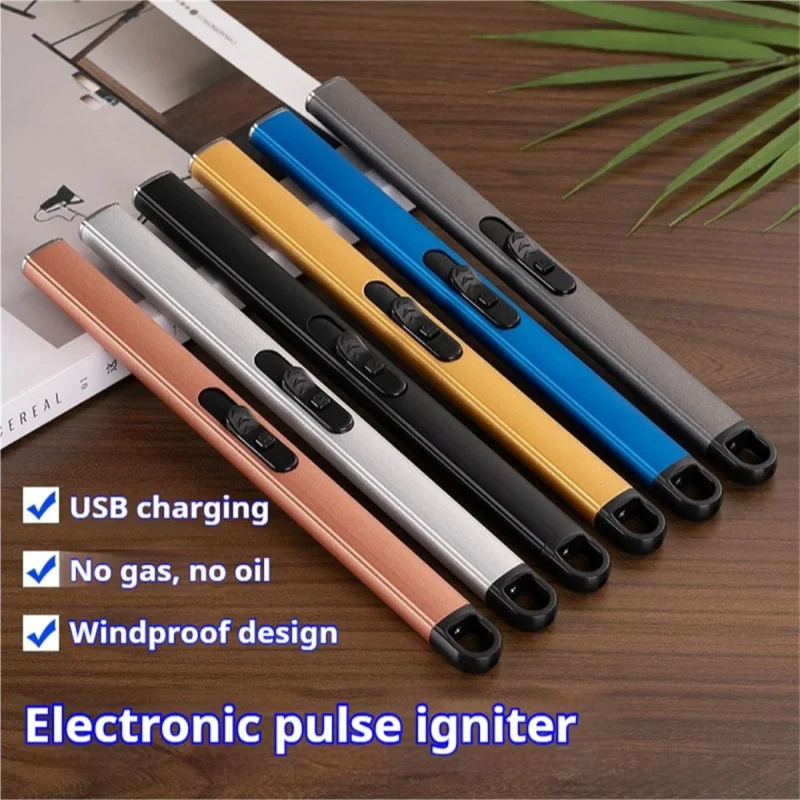 Custom USB Rechargeable Electronic Lighter Windproof Kitchen & Outdoor BBQ Gas Stove Igniter Sublimation Pulse Candle Gift