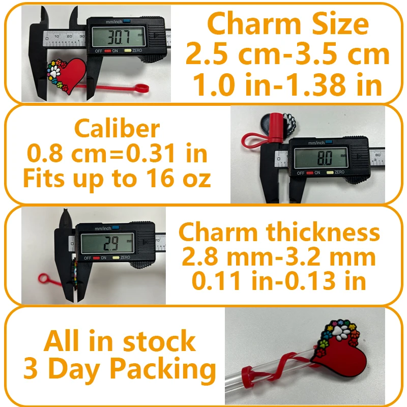 8mm HYB kuaji 2024 mexican style heart cartoon sport mardi gras tumbler valentine bow custom silicone cup straw topper