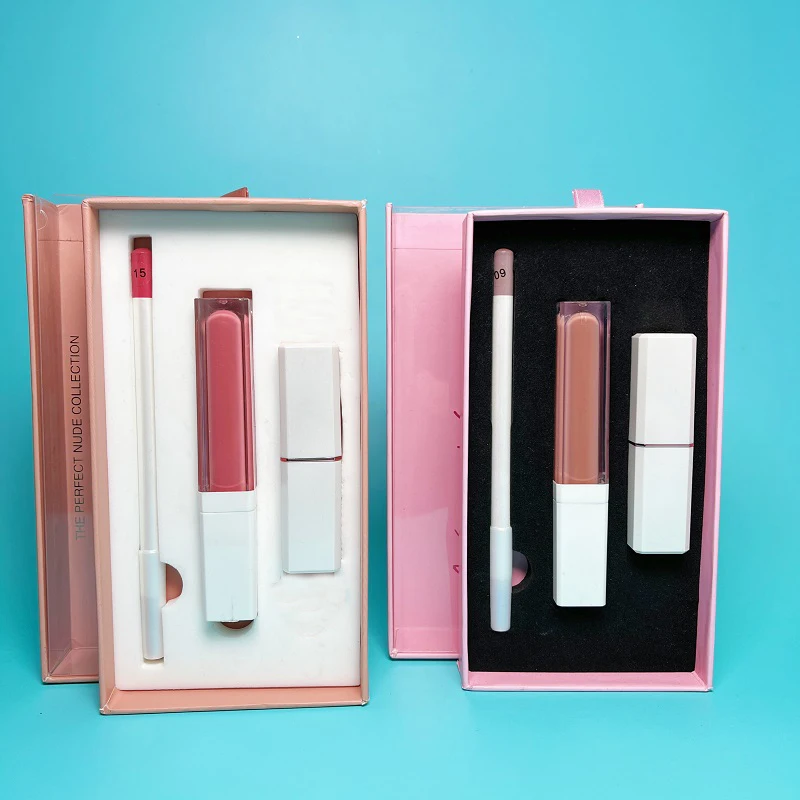 Own Brand Makeups Set Lip Kits Custom Logo Packaging Boxes Waterproof Matte Lipstick Lipgloss and Lip Liner Box Set