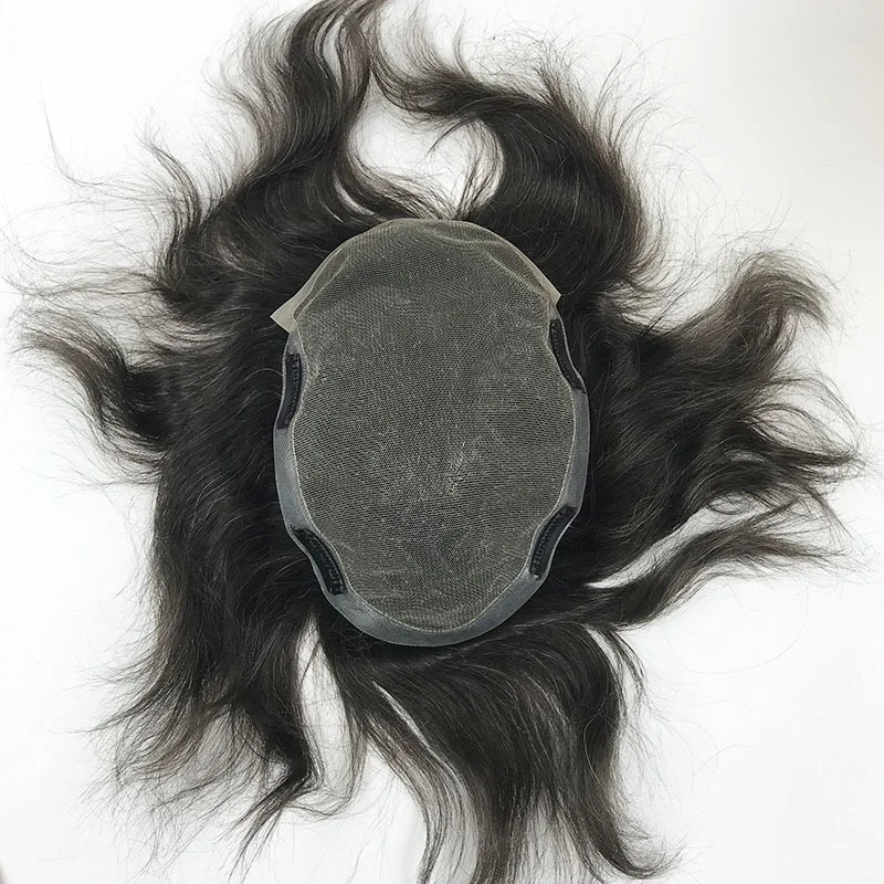 Q6 model soft human hair enhancement replacement look real hair grafted systems toupee with 15% gray hair