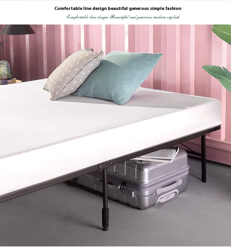 Factory wholesale rental housing simple metal folding sofa bed single lunch break iron frame square tube metal single beds