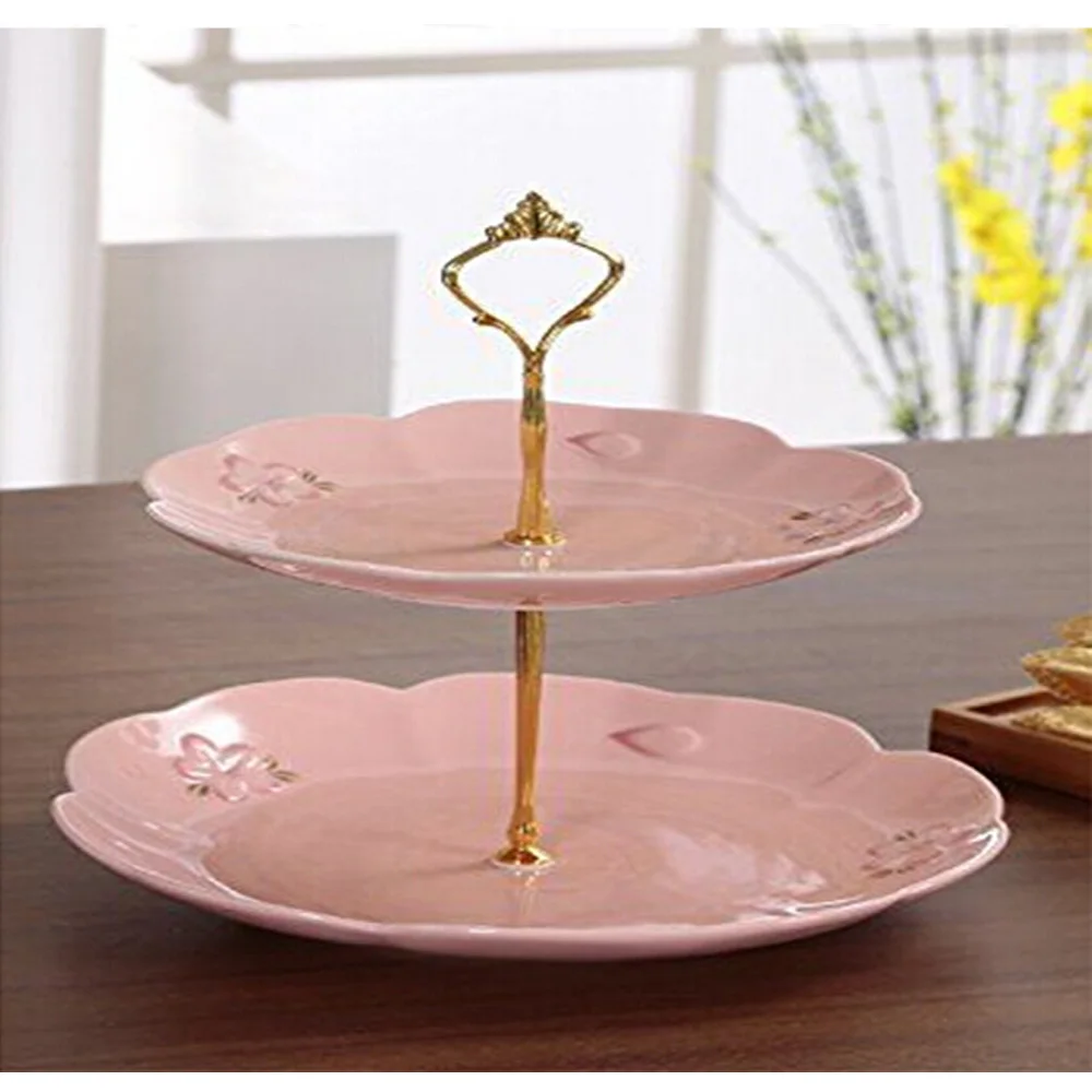 Металлическая 3-ярусная десертная подставка для торта, закуски, крекеры, фрукты, закуски, выпечка, 2 многоярусные тарелки, поднос для свадьбы