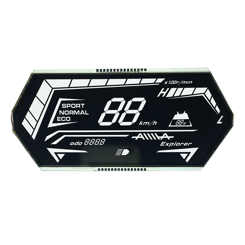 Custom VATN Display Alphanumeric Segment Motorcycle Speedometer Odo Meter Front Screen LCD display Free of Tooling Charge