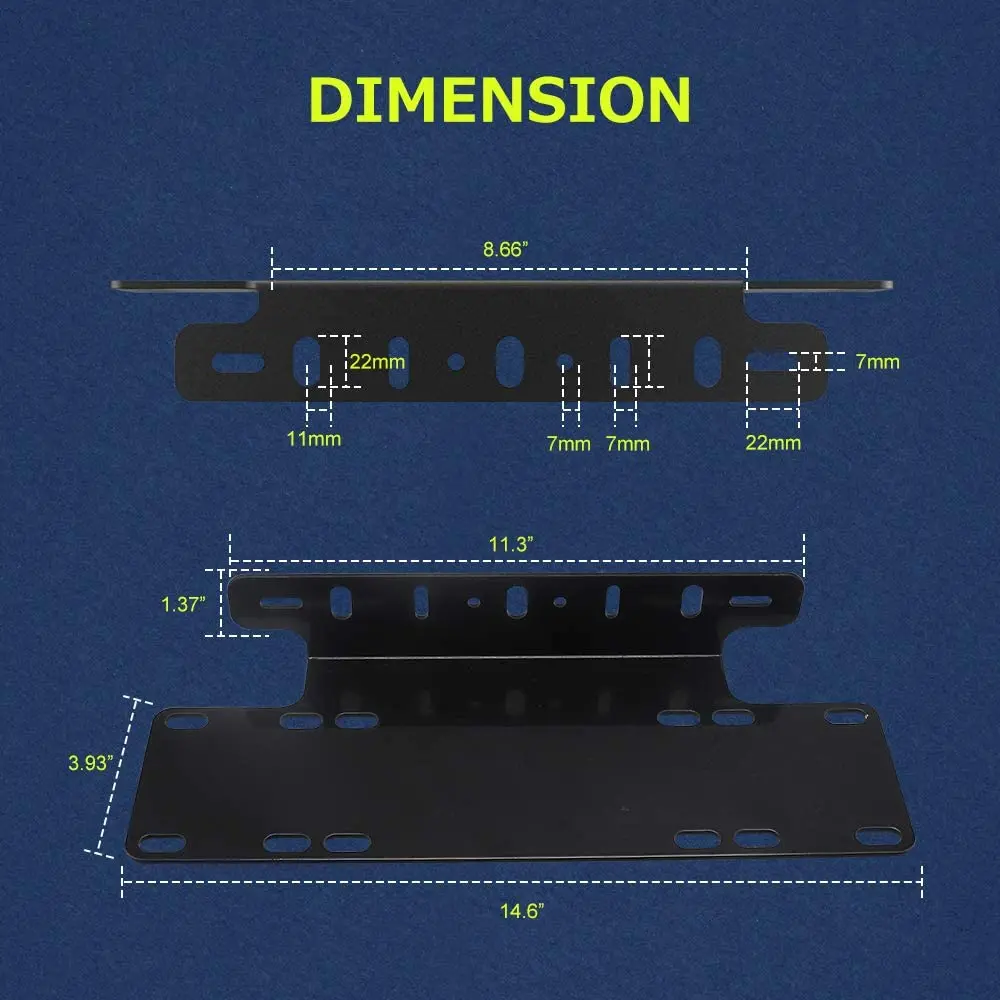 Universal Heavy Duty Front BumperBbull Bar License Plate Mount Bracket Holder Compatible With LED Light Bar