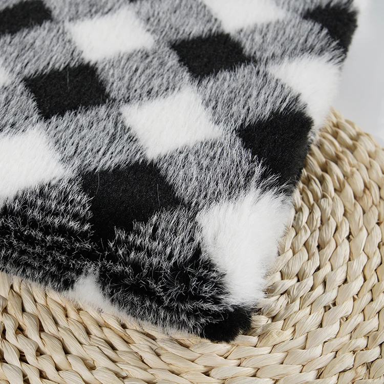 Black and white 100% polyester Super soft printed pearl fake Fur fabrics for clothes fabric