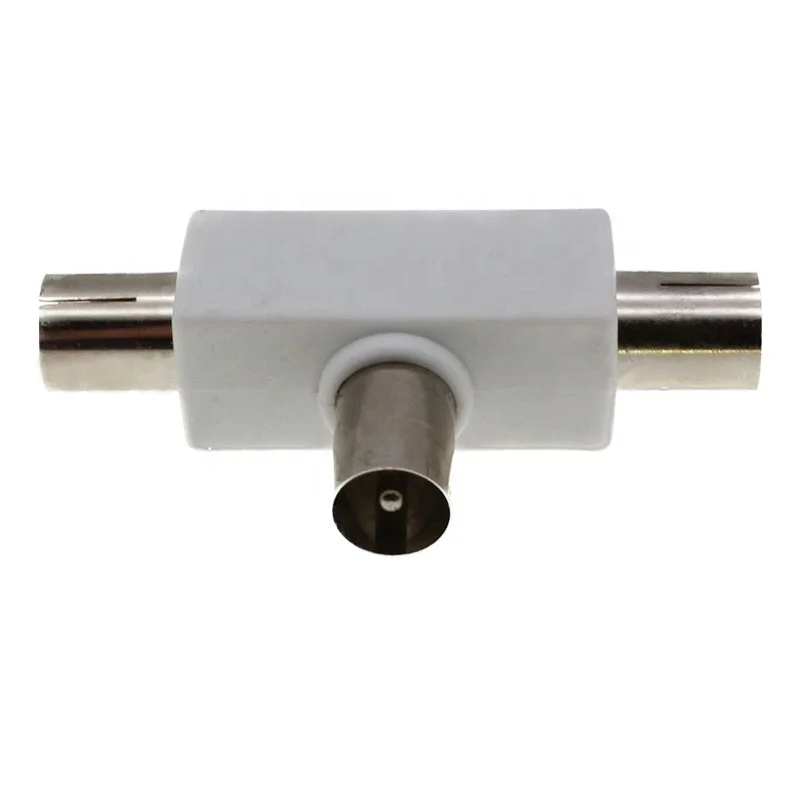 OEM Hot sale 2 Way TV T Splitter Aerial Coaxial Cable Male to 2 Female Connectors Adapter