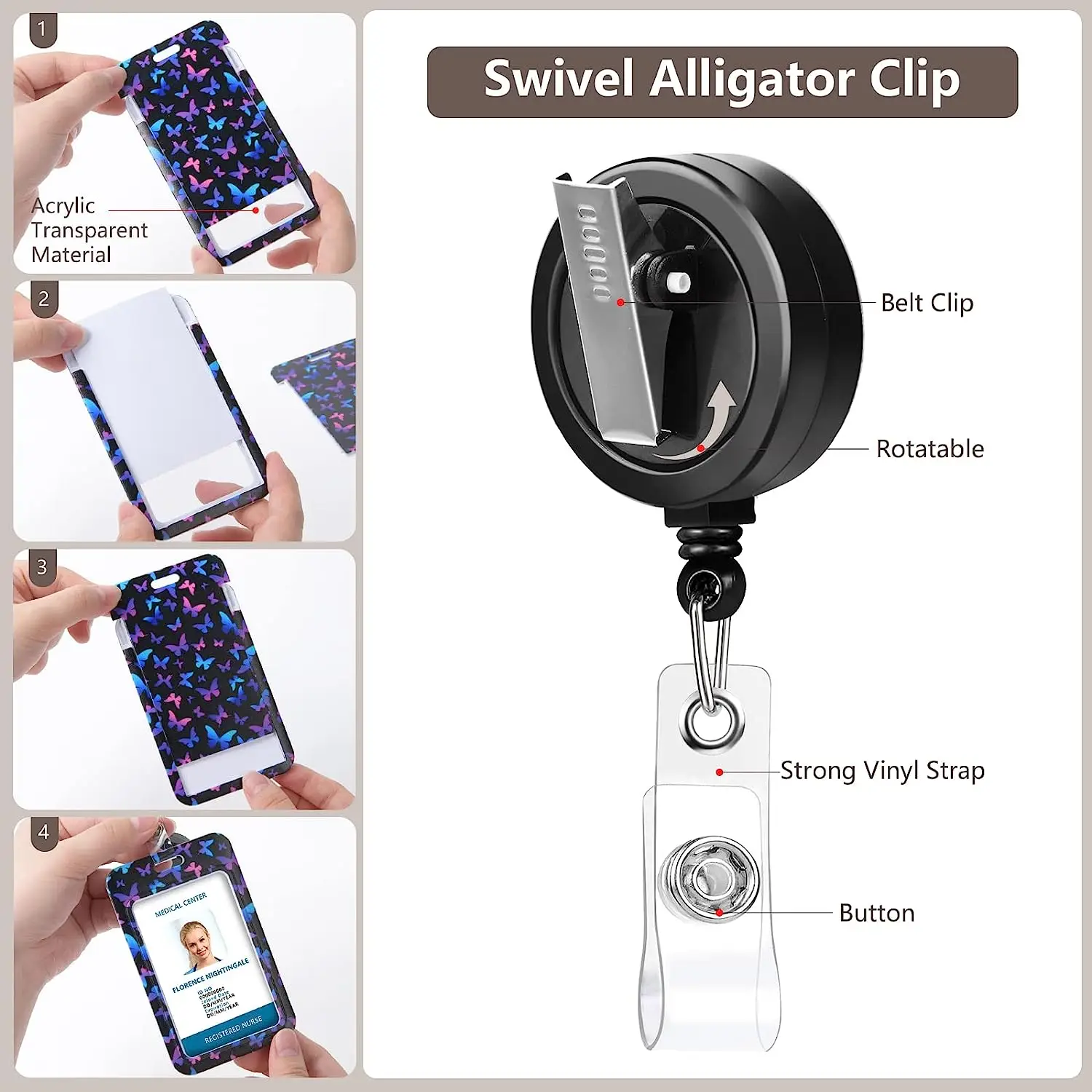 BSBH Free Sample Custom Printed Blank Nylon Neck Strap ID Badge Card Holder With Lanyards