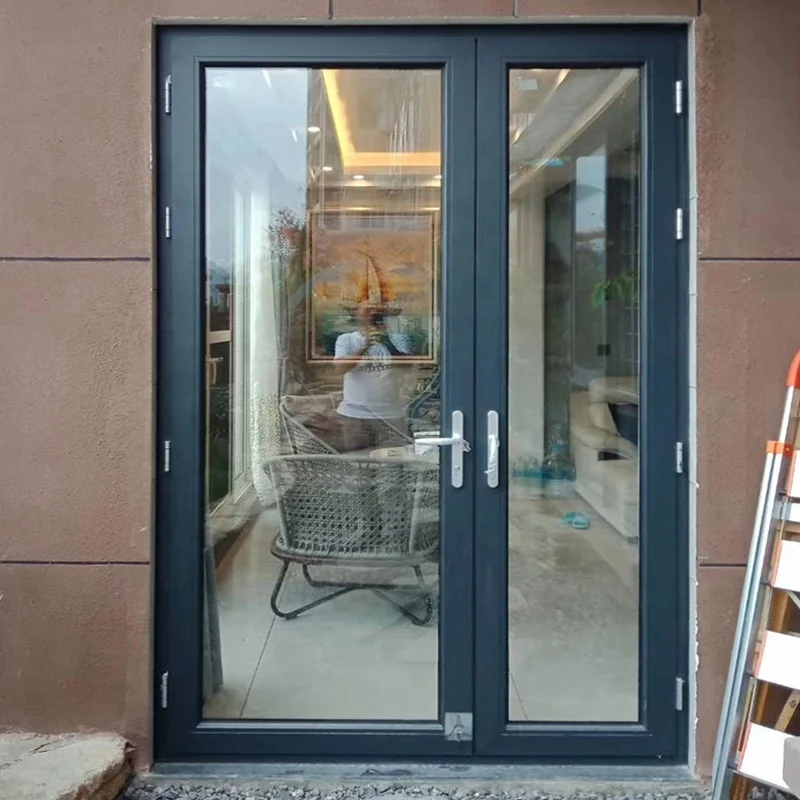 Exterior Aluminium Hinged Patio Doors / Casement Doors External Aluminum Glazed Front Doors