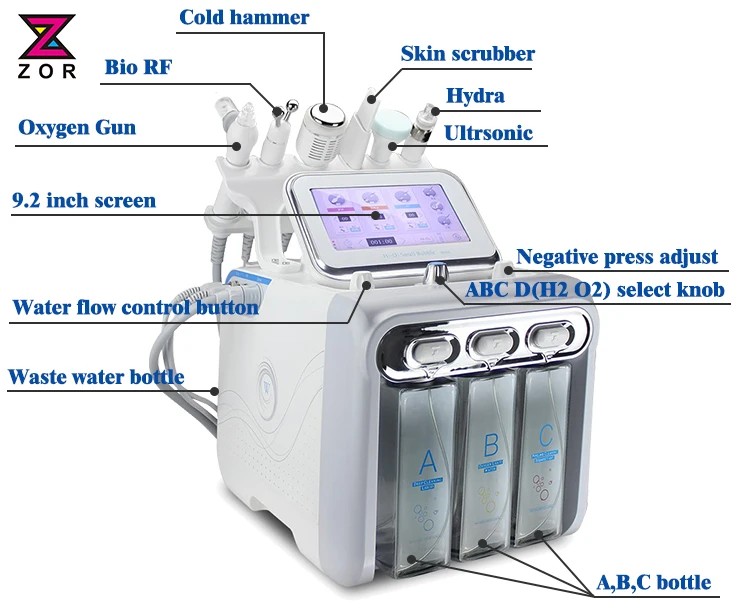 RF skin tightening water Dermabrtasion Oxygen Aqua Peel Jet whitening oxy facial machine american machine