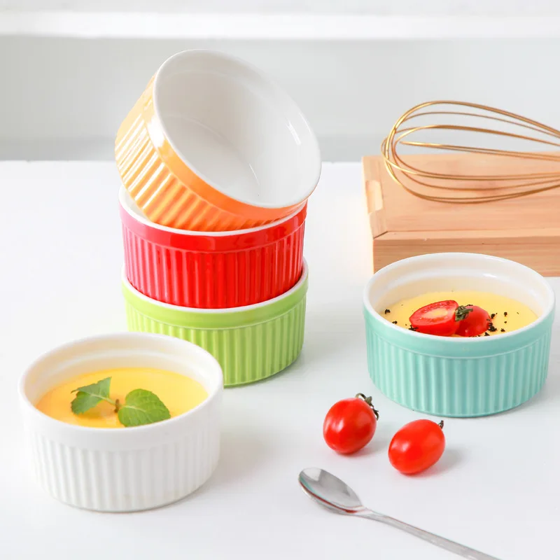 Керамические формочки круглые суфле Многоразовые безопасные фарфоровые чашки для выпечки тортов пудинга десертная миска