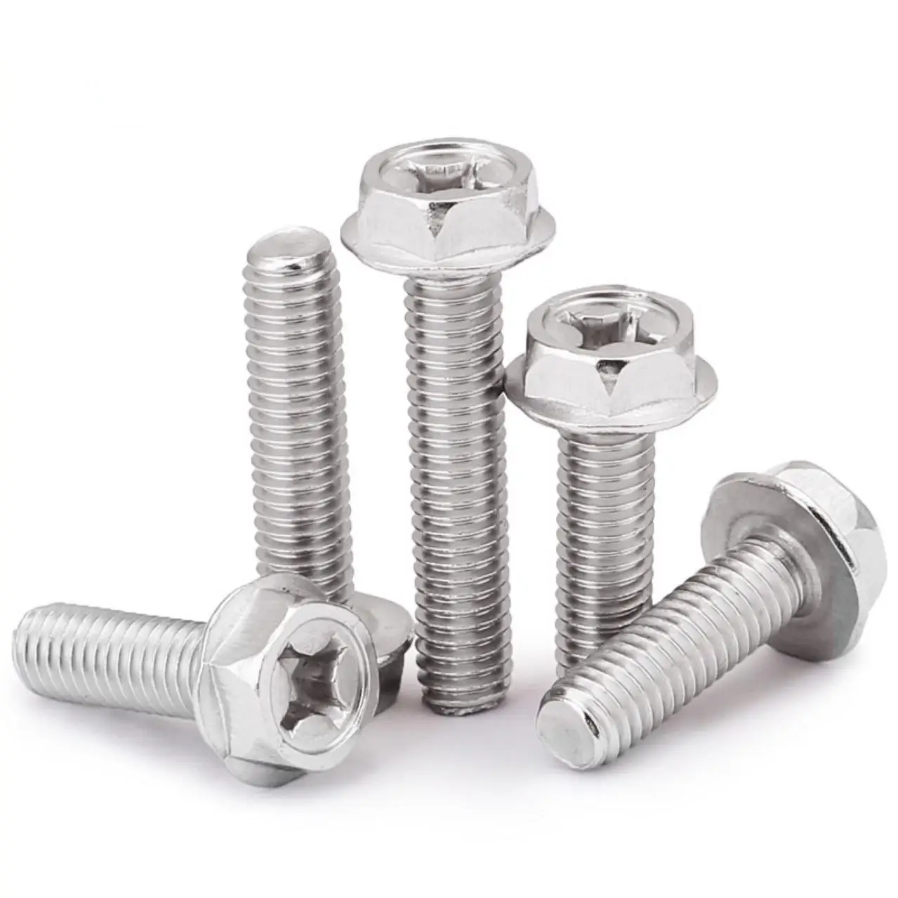 304 316 Stainless Steel Cross Recess Philips Drive External Hexagon Head Screw Serrated Hex Flange Bolt