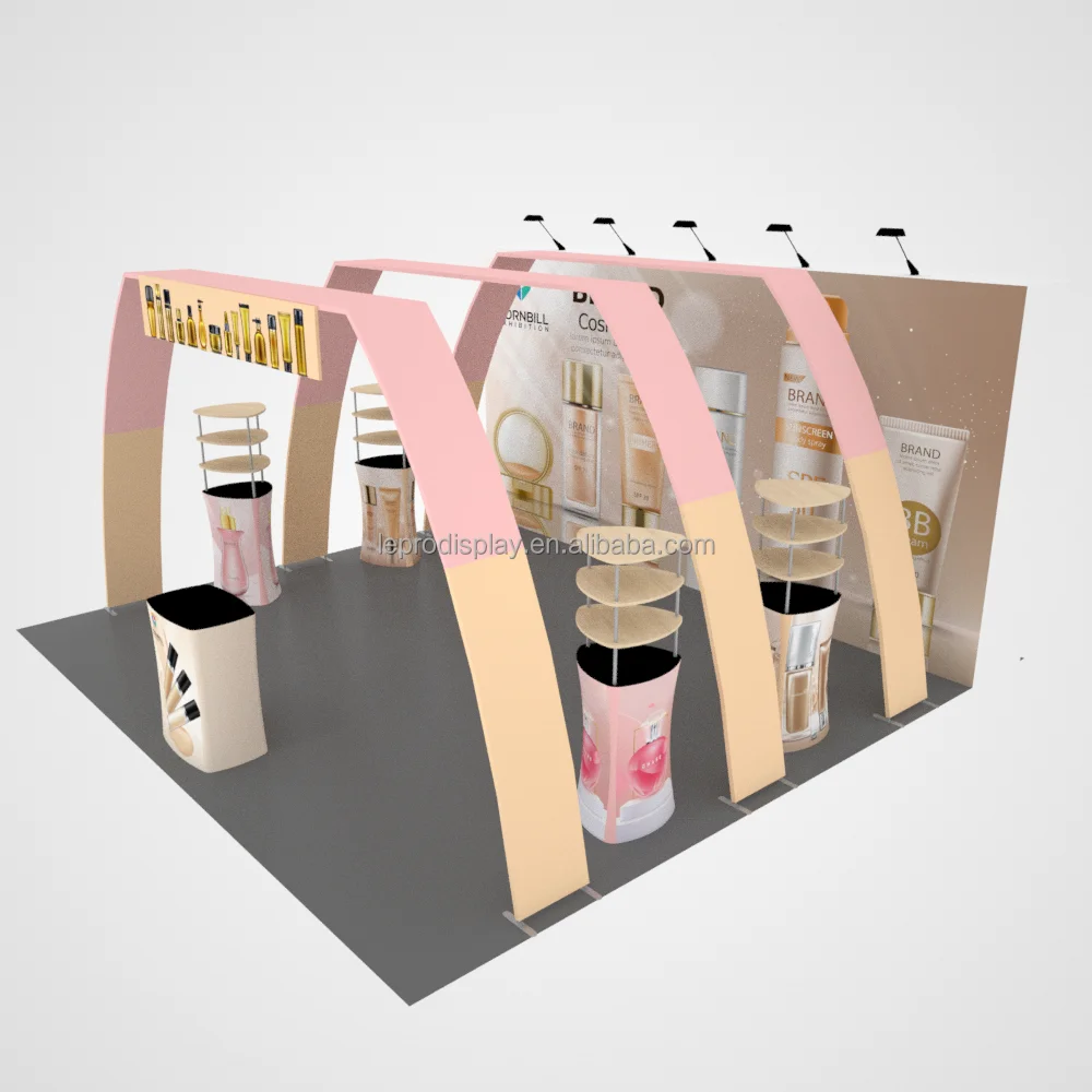 Customize logo Fabric Display Stand Tradeshow Equipment for 20x20ft Modular Exhibition Booth Backdrop Combination