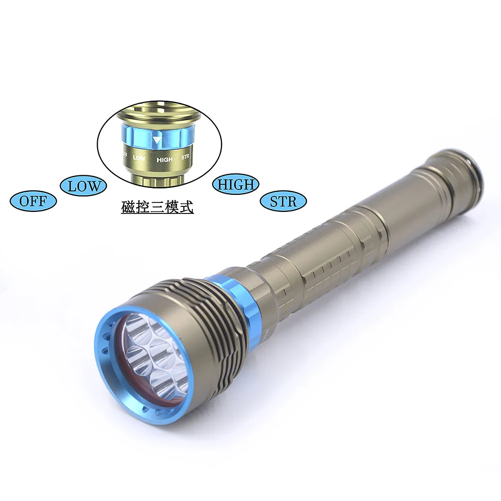 Professional 7000 Lumen L2/T6 7LED Flashlight for Scuba Diving Waterproof Underwater Torch for Deep Sea & Cave Use