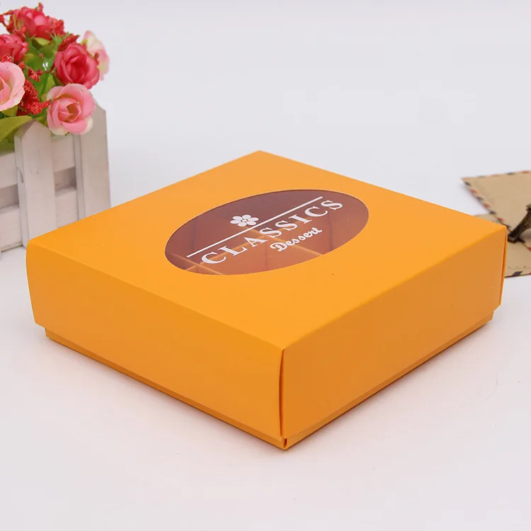Customized white Paper chocolate macaron cake biscuits Packaging Box with Transparent Sleeve and baking paper