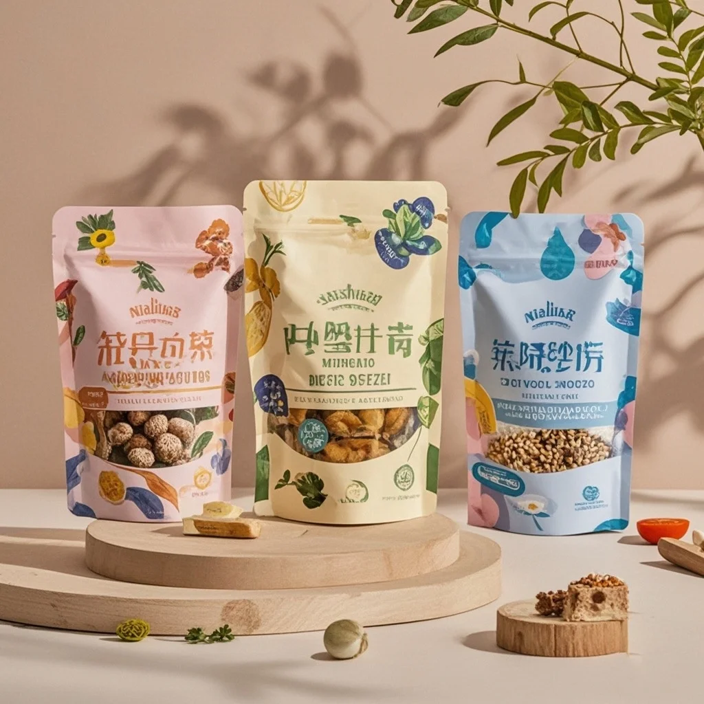 Custom Logo Printed Plastic Sealable Candy Nuts Mylar Bags For Food Storage Packaging Ziplock Clear Window Baggie Stand Up Pouch