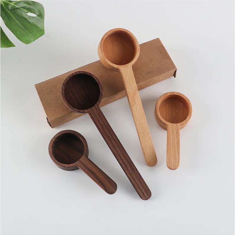 Custom logo packing box wooden coffee measuring spoon