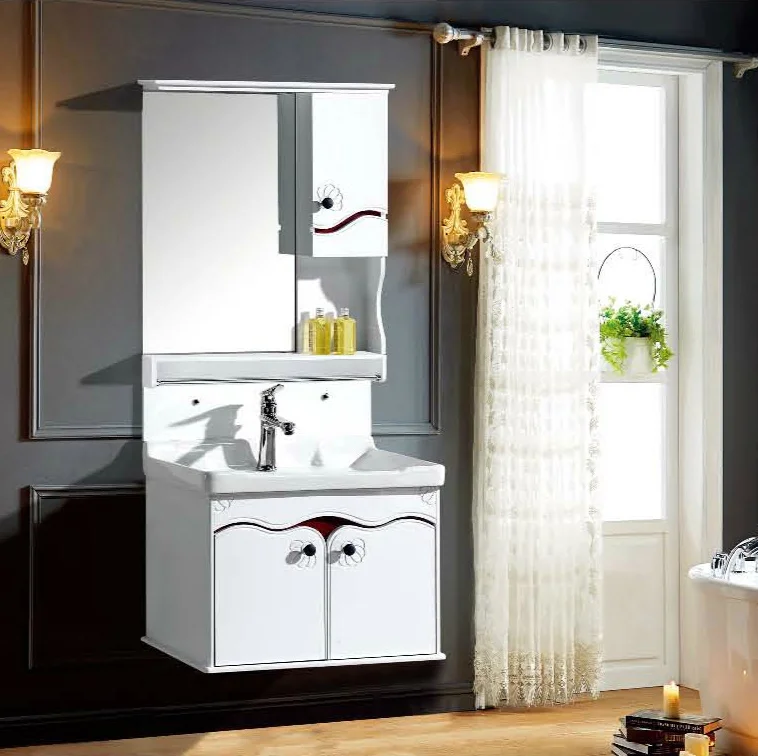 Bathroom Vanity Small Size Modern Furniture Plywood Bathroom Cabinet with Mirror Customized Color with Mirror Wall Mounted PVC