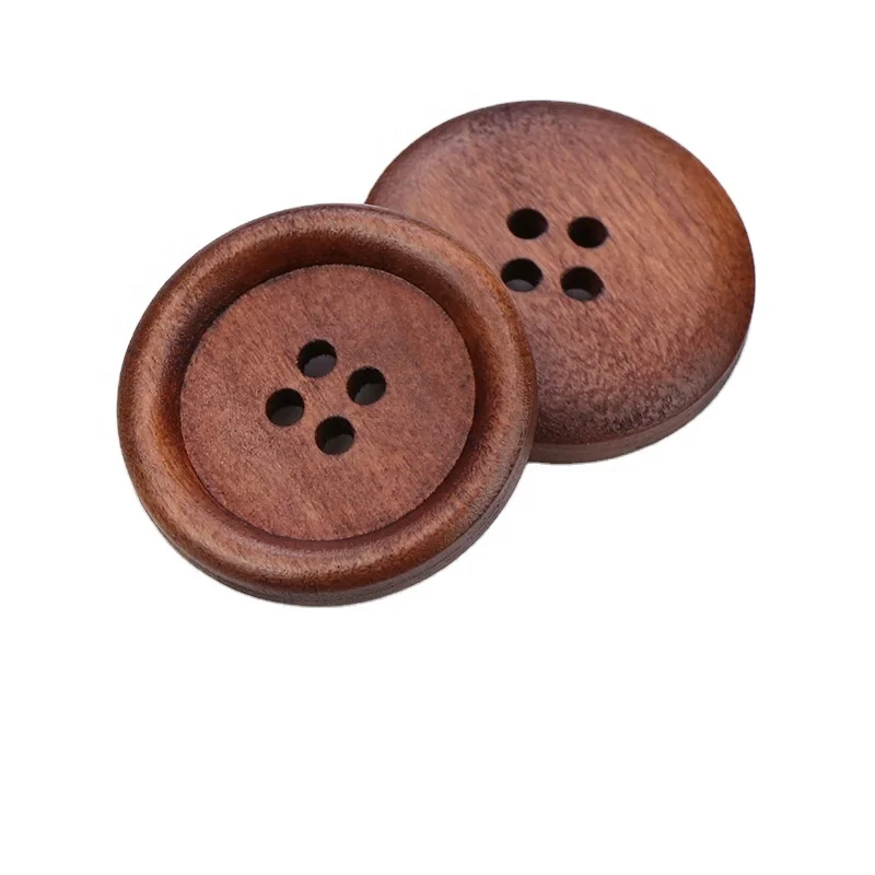 Custom 25mm Round Wooden Buttons Sewing Flatback Button 4 holes assorted colour for Garment DIY