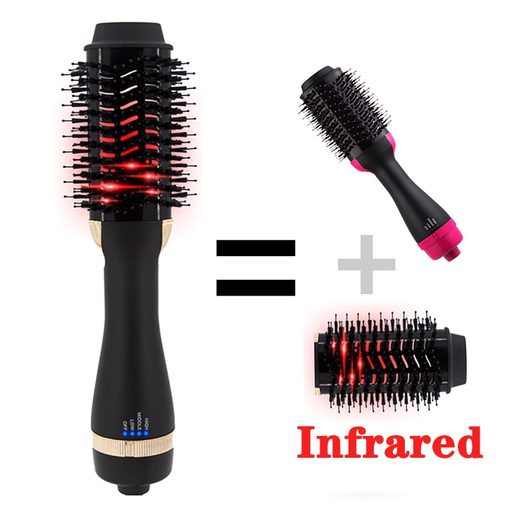 Newest Far Infrared Hair Styling Beauty Tools 3 In 1 One Step Hot Air Brush Hair Dryer Straightener Curler