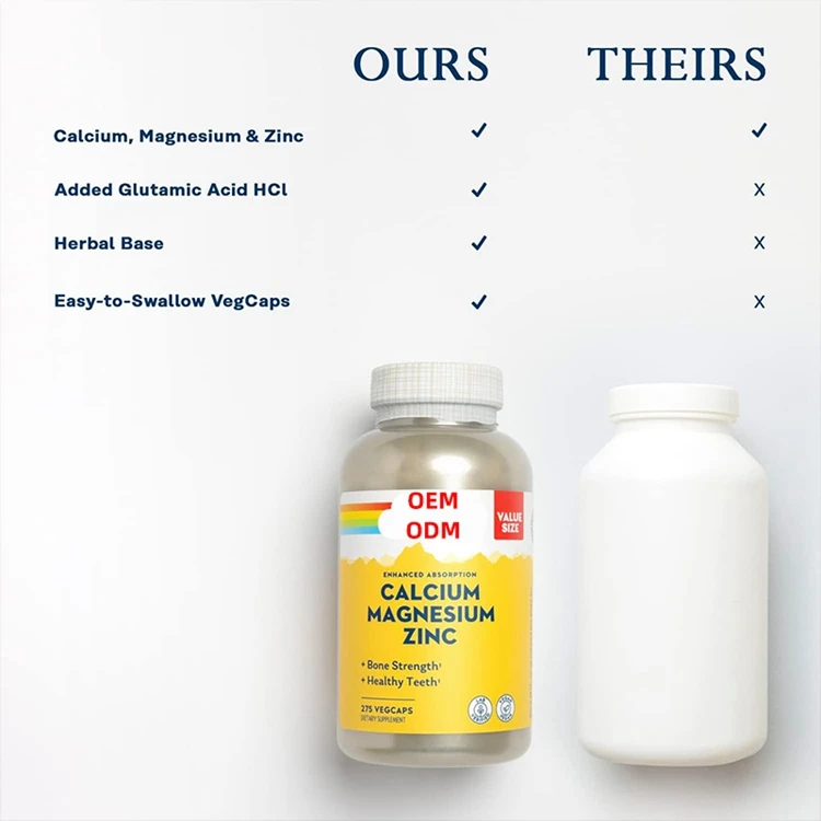 Calcium Magnesium Zinc Supplement with Cal Mag Citrate Strong Bones Teeth Support Easy to Swallow Capsules