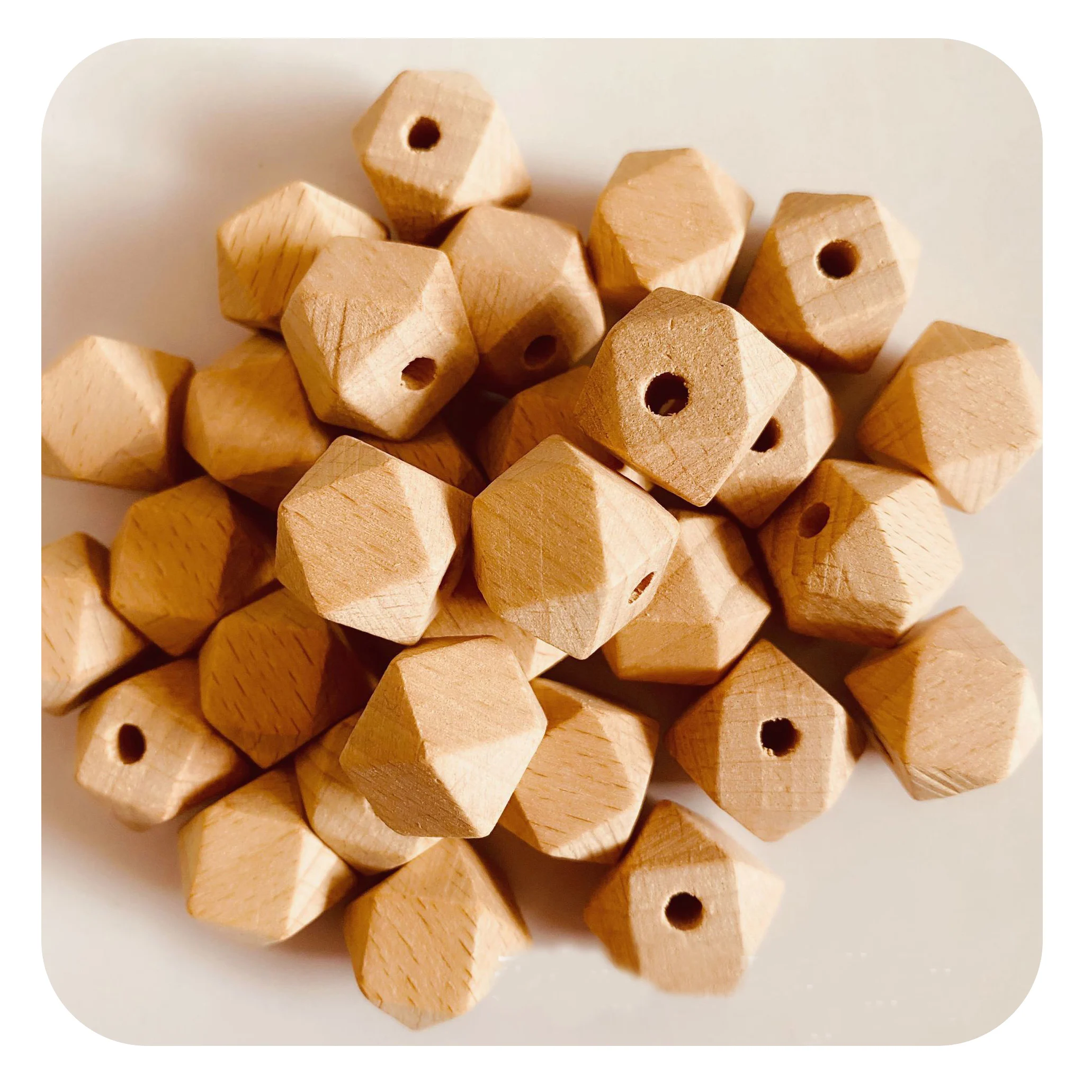20mm Large Wooden Beads 10mm Wooden Teether Beads Bracelet Necklace Garland Custom Hexagon Wood Beads For Jewelry Making