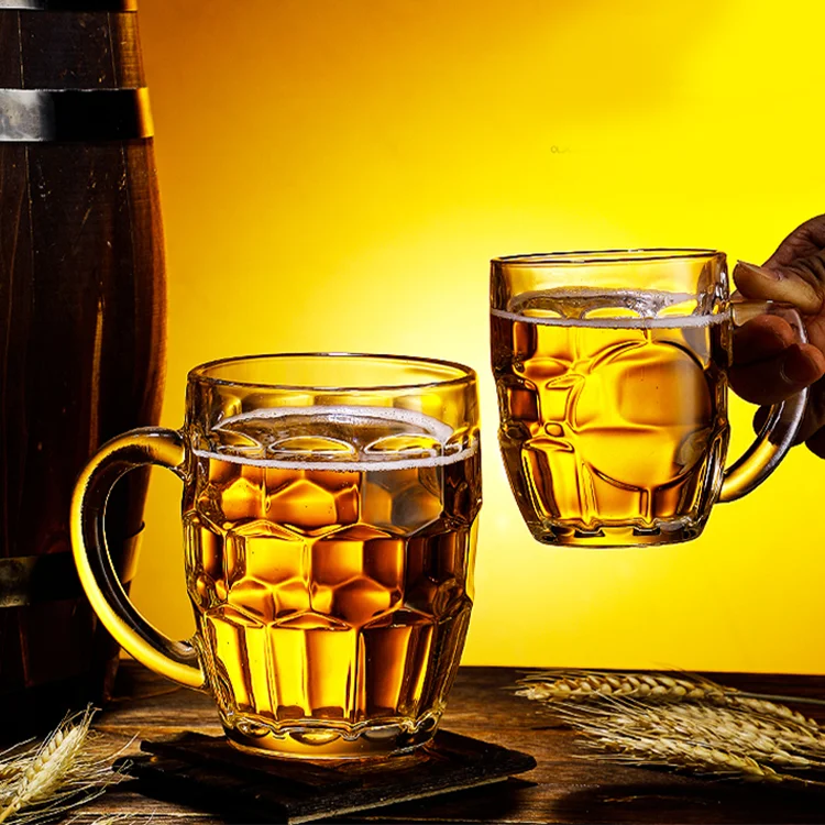 Beer Glasses Beer Mug Wholesale Various Style Clear Crystal with Handle Engraved Glass for Restaurant Party Customized Packaging