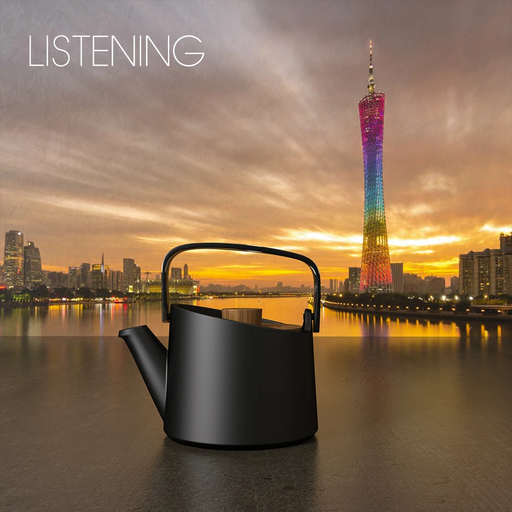 DHPO Hot Selling 800ml Ceramic Tea Pot with Wooden Lid Heat Resistant Reusable Teapot with SLS Infuser and Plastic Handle