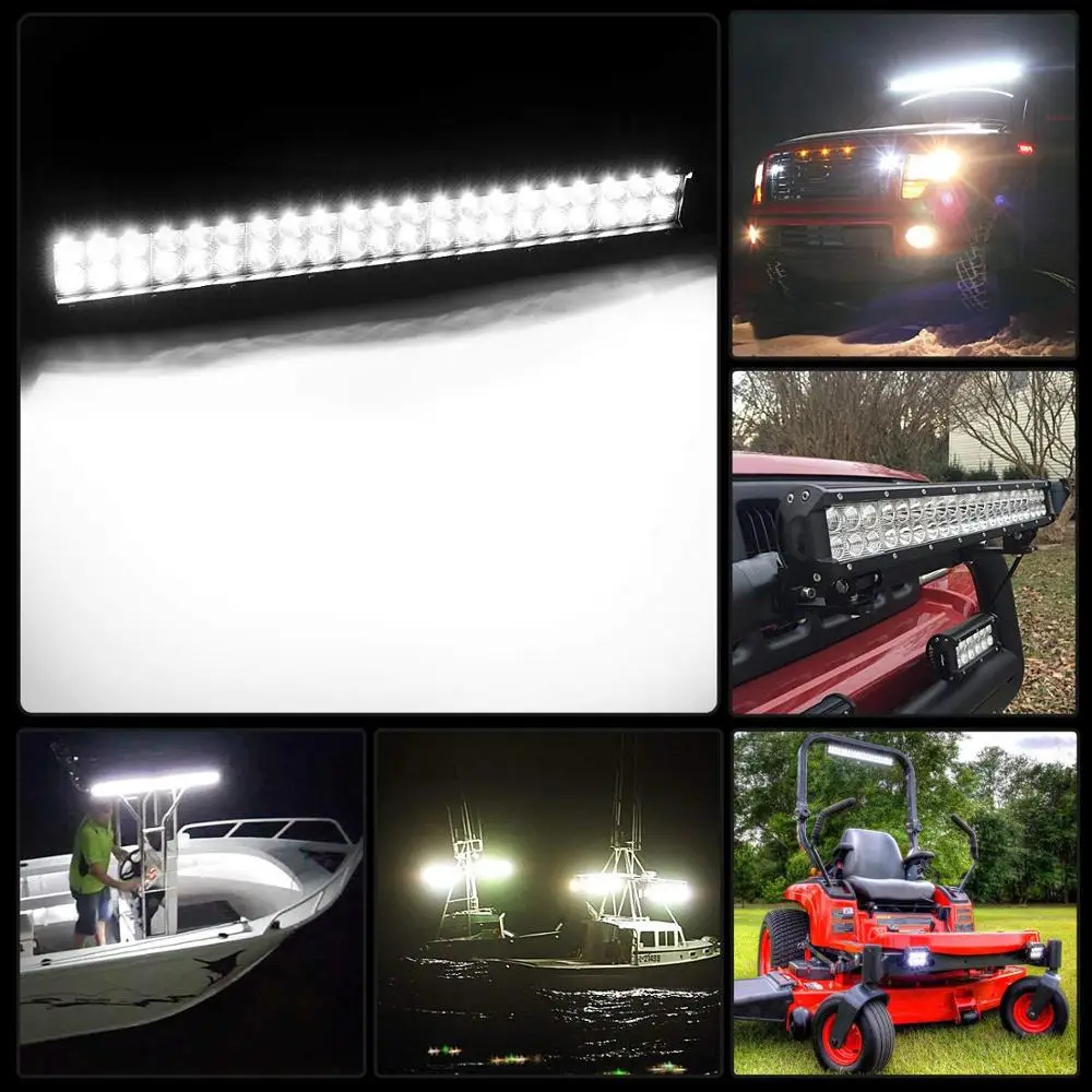 New Full Black 20Inch DC12V 24V Input Car 126W CREES LED Offroad Light Bar Flood Spot Combo Beam