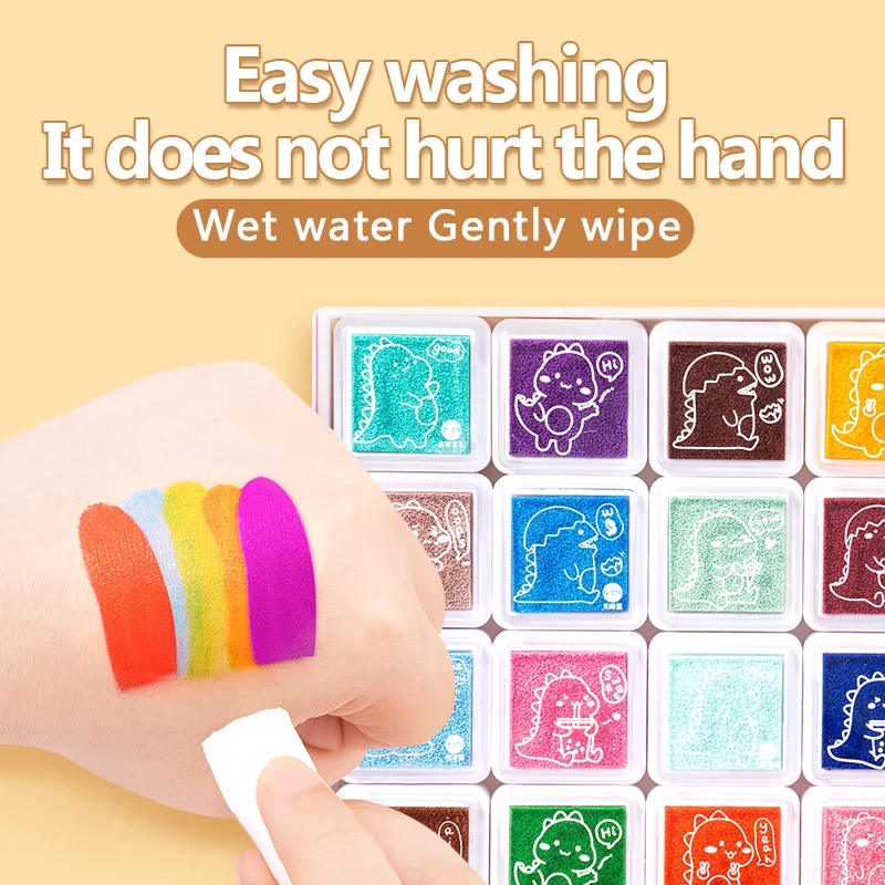 Funny 6/12 Colors Ink Pad Stamp DIY Finger Painting Craft Card making Large Round For Kids Learning Education Drawing Toys