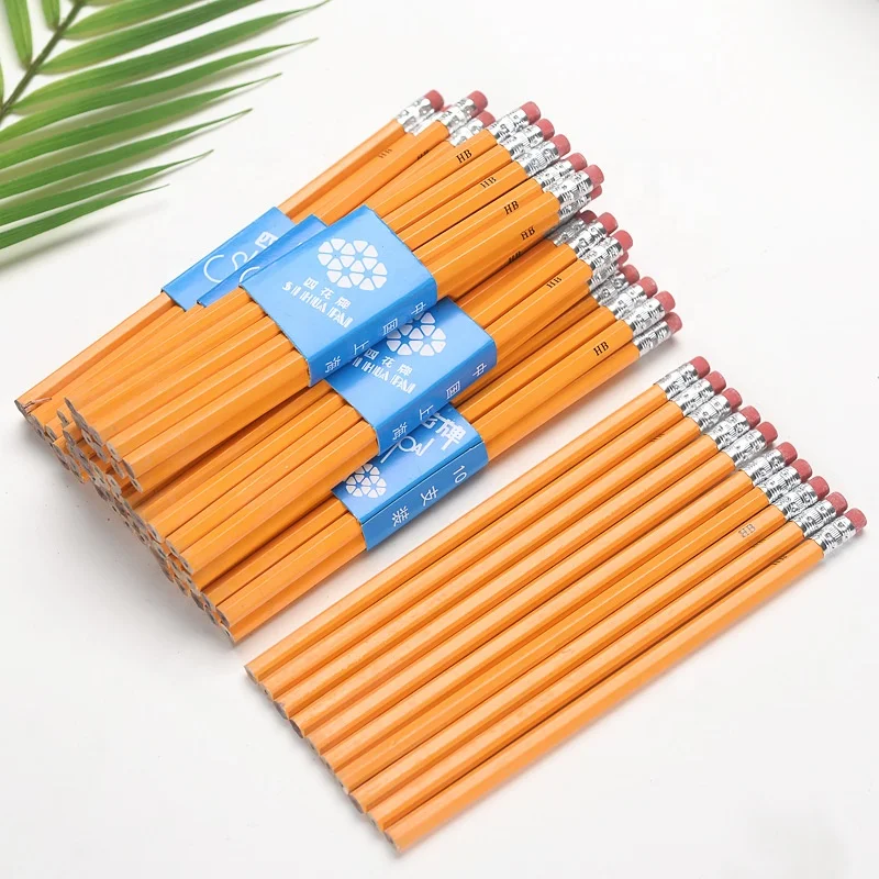 Hot Sale school Yellow Pencil China Stationary Factory Cheap Wholesale Black Wooden Pencil Custom HB Wood Pencil For OEM School