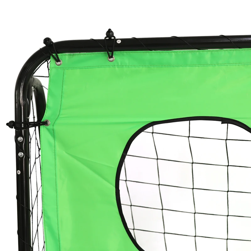 Large metal soccer goal post with shooting target