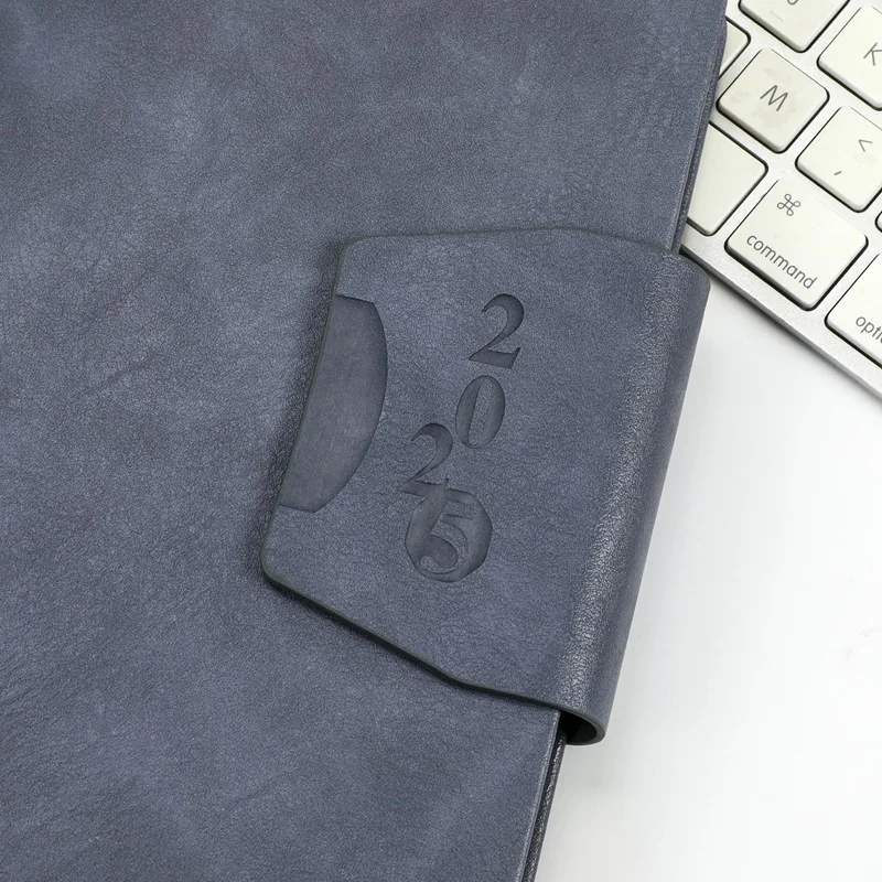 2025 English Imprinted Logo A5 Hard Cover Leather Magnetic Buckle personalized planner agenda Calendar teachers planner Notebook