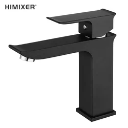 HIMIXER best contemporary matte black basin faucets single handle grifo lavabo wastafelkraan deck mounted brass water taps