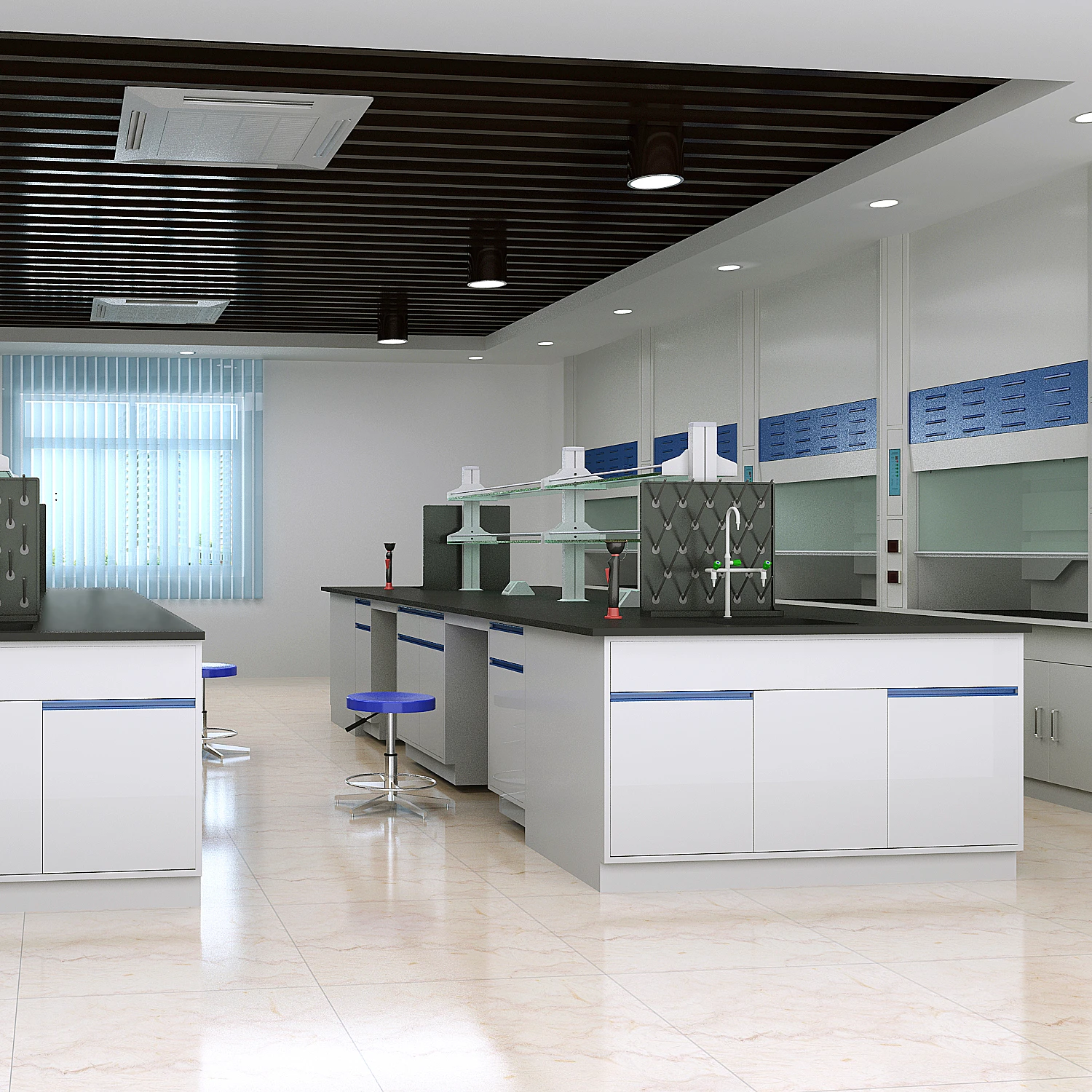 All-Steel Laboratory Furniture Central Bench Chemical Test Table