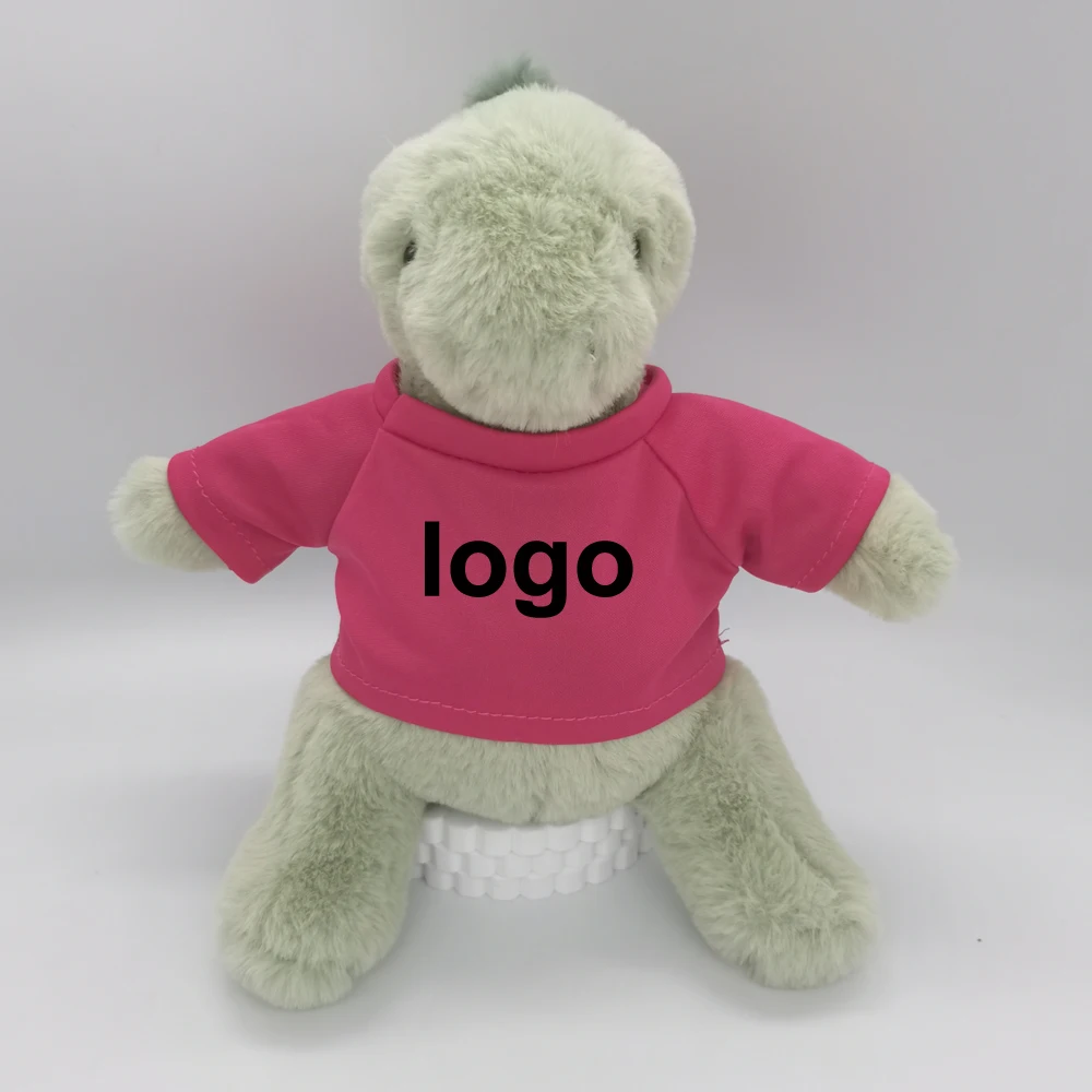 Sublimation Supplies 23cm Size Plush Animal Green Dinosaur with White pink Blue Red Hoodies Dragon Outfit Customized logo