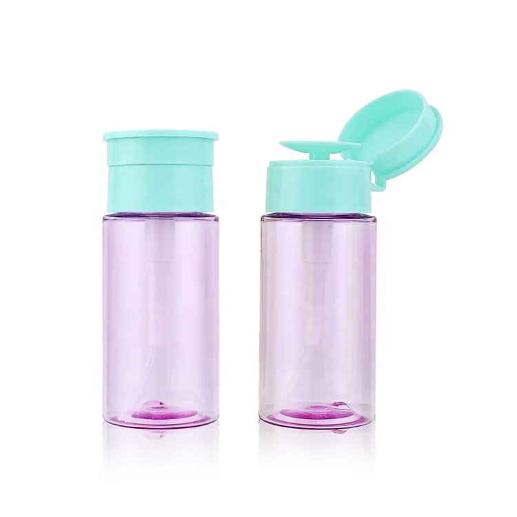 Luxury Empty 100ml Skin Toner Plastic Bottle Push Down Eye Makeup Nail Polish Remover Pump Dispenser Bottle