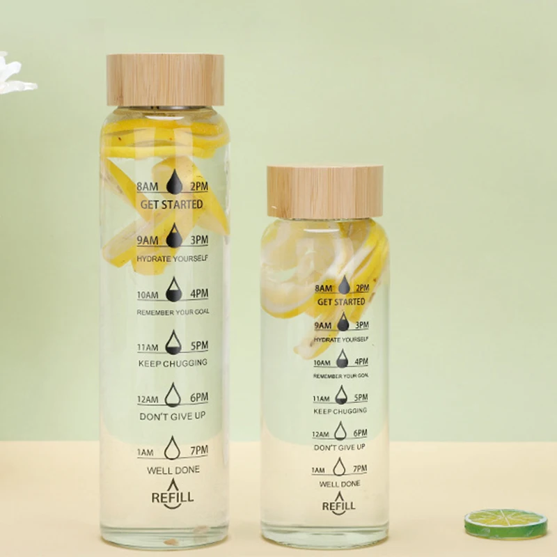 2024 New Product Hot Sale Glass Water Bottle with Bamboo Lid Customized Classic water bottles