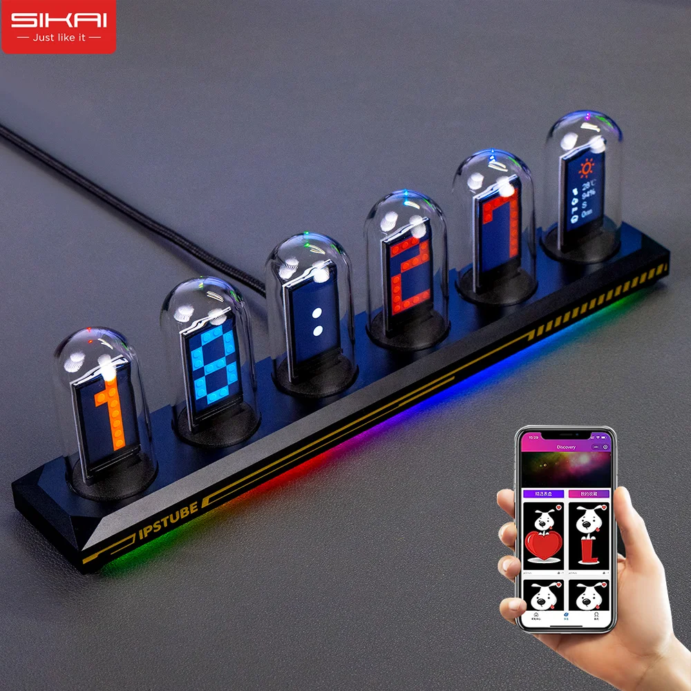 Custom Digital Photo Frame IPS Nixie Tube Clock Creative Gift Electronic Clock Calendar DIY RGB Desktop Decoration Night Light