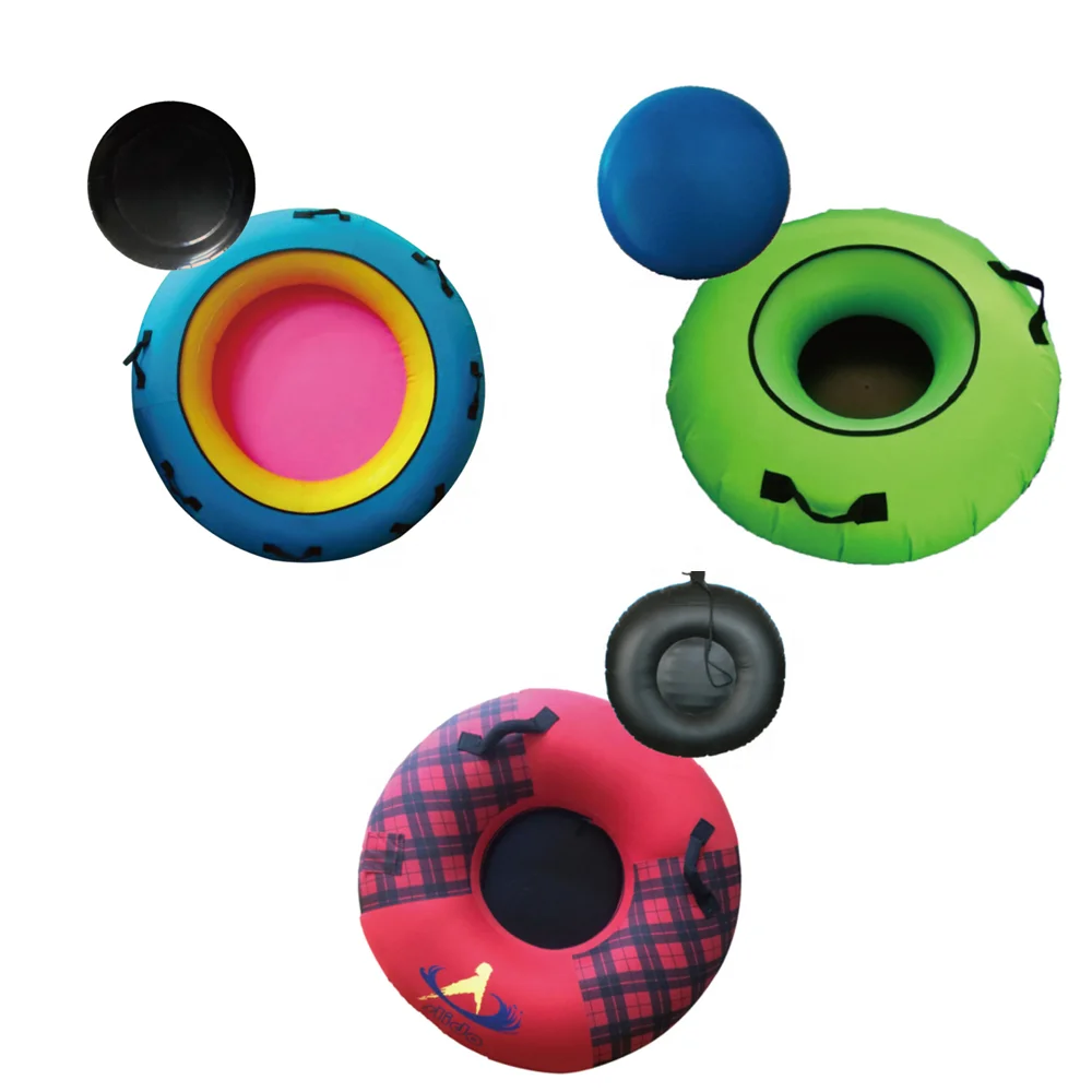 Good Industrial Commercial Towable Ski 2 Pack Heavy Duty Plastic Inflatable Snow Sled Tube for Kids and Adult