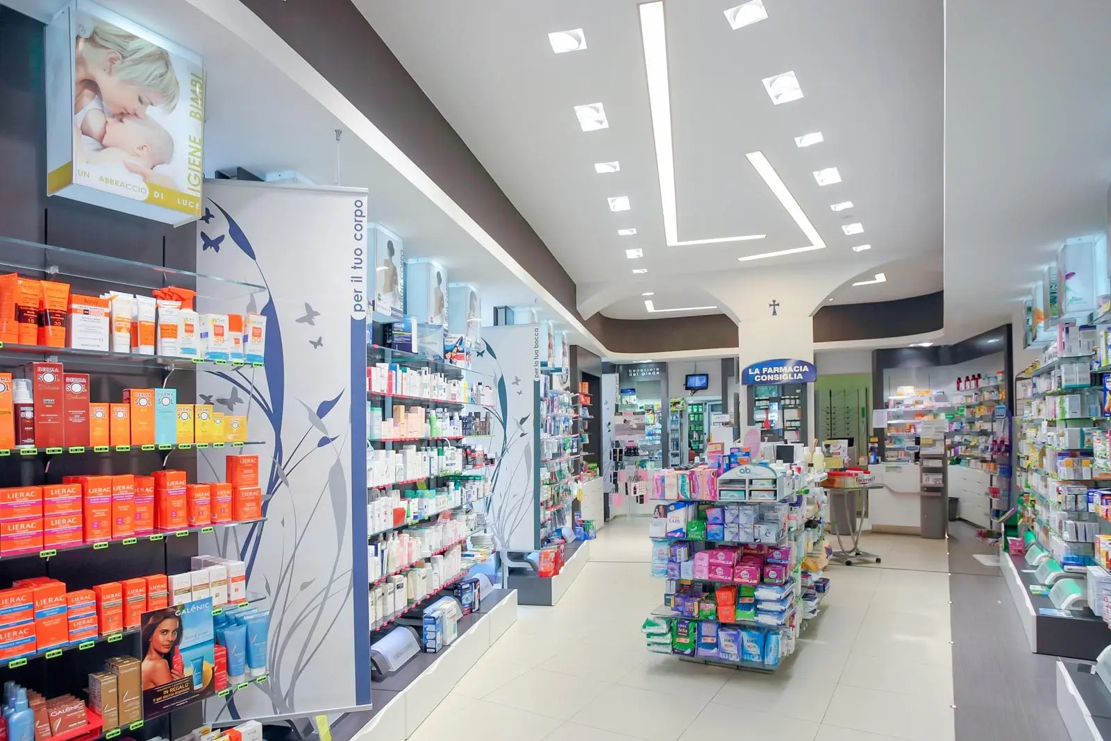 Cosmetic shop interior decoration design cosmetic shelf pharmacy for store