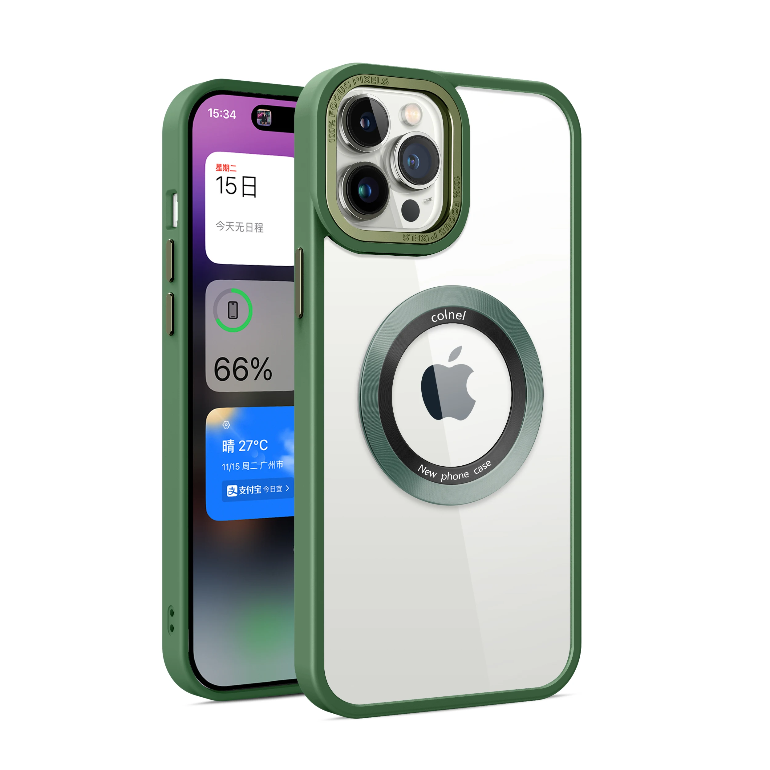 PC wireless charging clear phone case for iPhone 15 pro max back cover shockproof magnetic phone case for iPhone 12 13 14 pro