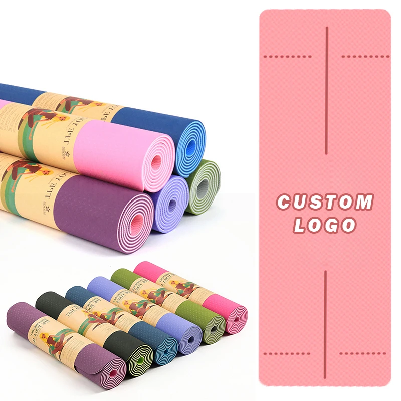 Custom TPE Yoga Mats Logo Eco Friendly Foldable Manufacturing Travel Thick  Non Slip Mat Yoga