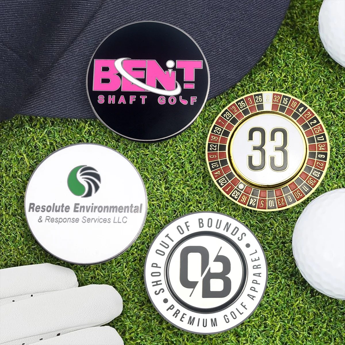 Golf Tag Challenge Coin Magnet Ball Marker Metal Ball Coins Mark Custom Metal Golf Tag and Iron Opp Bag Customized 25.4mm Dia
