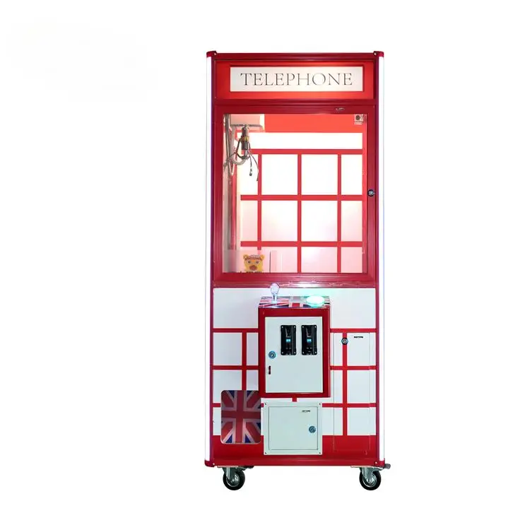 Factory sale coin operated toy telephone booth crane vending machine claw machine crane arcade machine