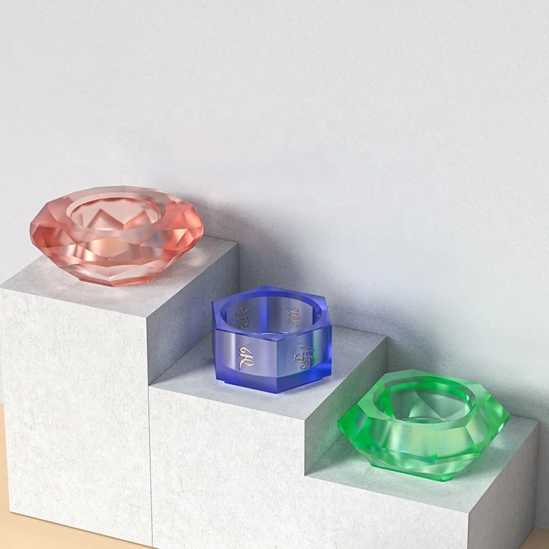 DM377 DIY Moon Candles Diamond Shape Creative Candlestick Molds Candle Holder Storage Resin Mold Silicone Jewelry Making