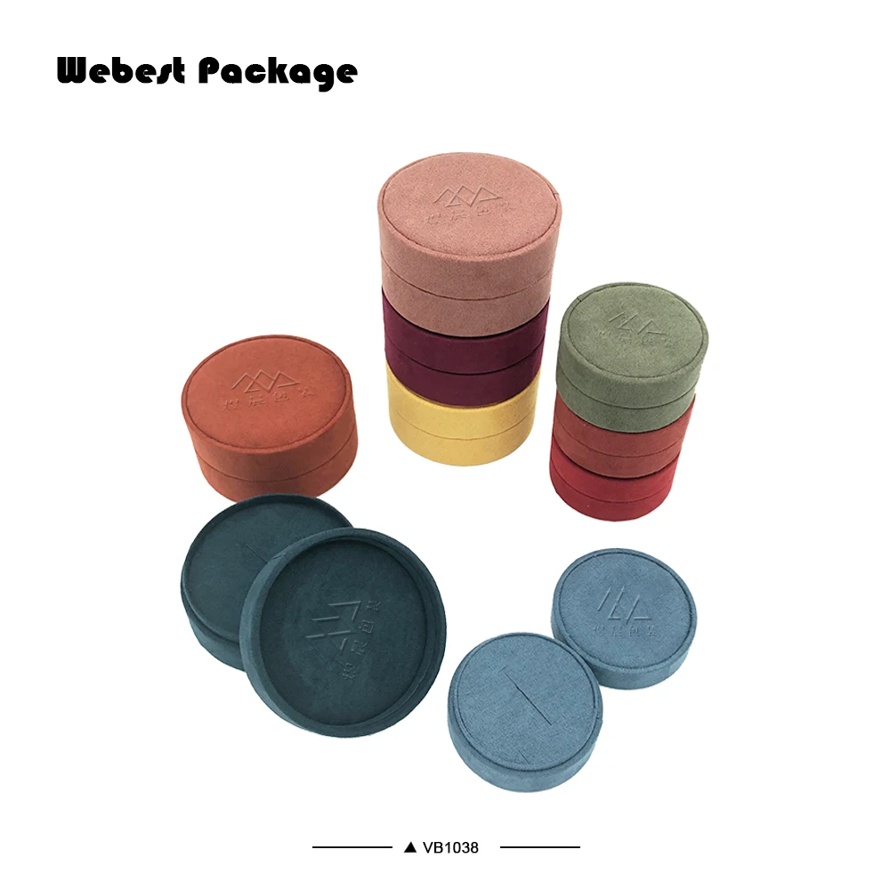 Webest упаковка замшевые тканевые бархатные круглые шкатулки для ювелирных изделий розовые шкатулки для ювелирных изделий любого цвета